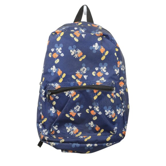 Disney Mickey Mouse Backpack 16" Blue Canvas Adult Kids School Travel Book Bag - Picture 1 of 5